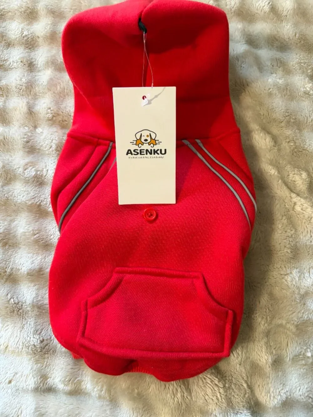 Red Dog Hoodie Fleece Lined Winter Coat Waterproof Reflective Pet Jacket Warmth